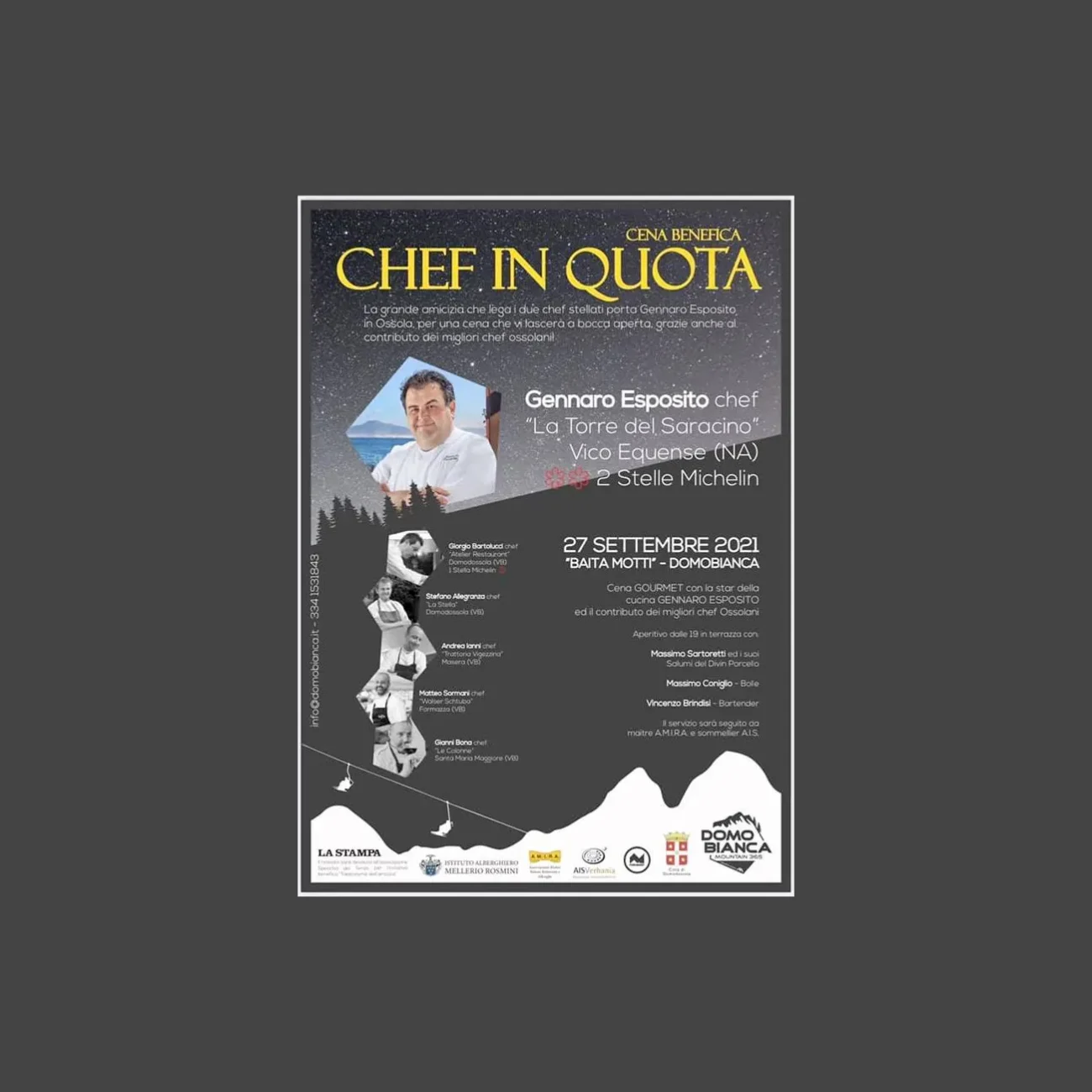 Beneficenza a tavola, cinque Chef Ossolani al fianco di Esposito